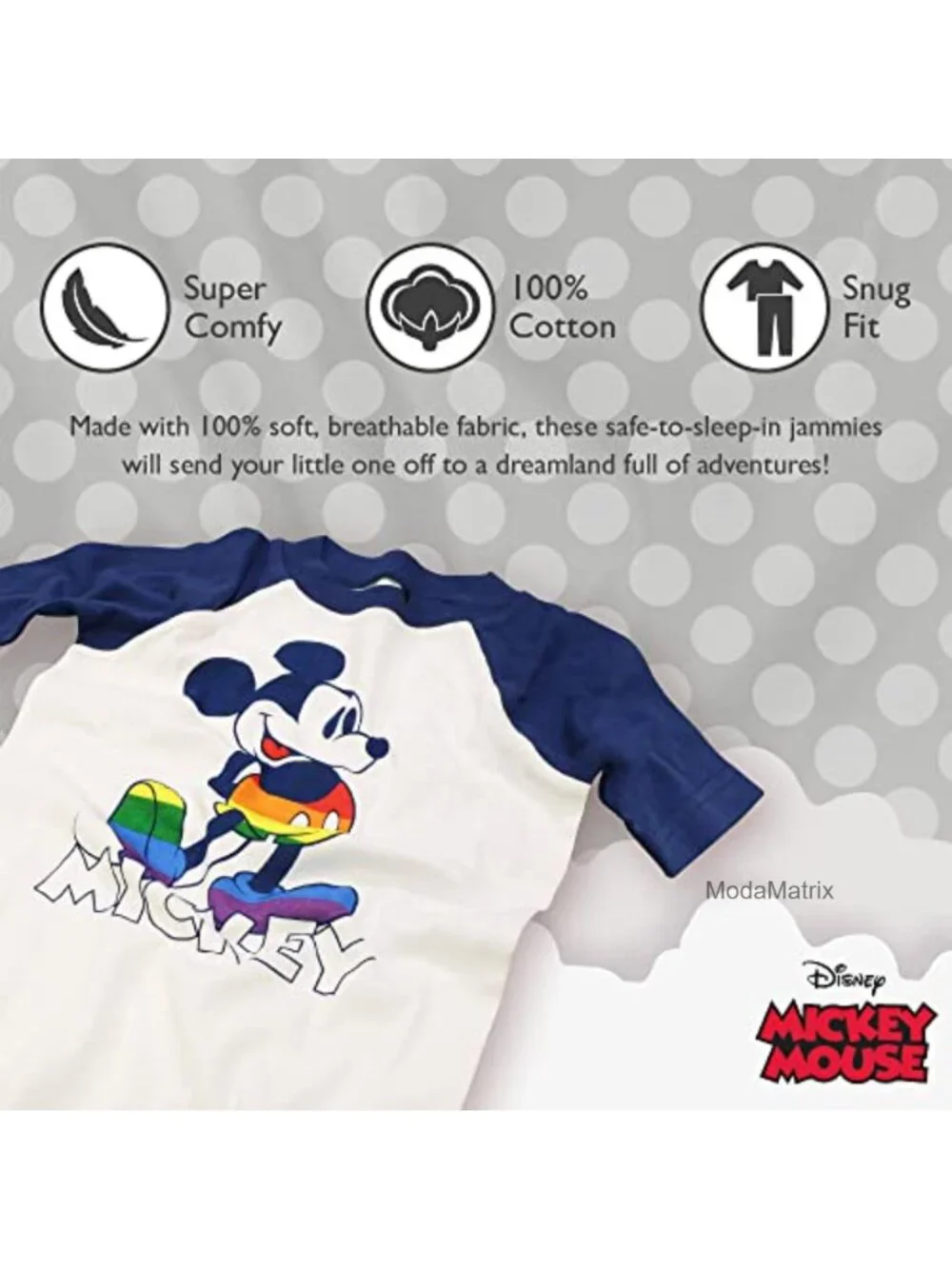 Disney Kids' 2-Piece Snug-Fit Cotton Pajama Set – Holiday Matching Pjs